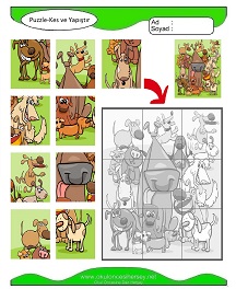 Puzzle Kes Yapıştır Çalışma Sayfaları